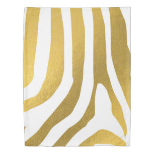 Faux Gold Zebra Print Stripes Pattern Duvet Cover