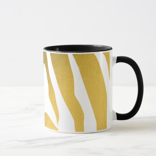 Faux Gold Zebra Print Stripes Pattern Mug