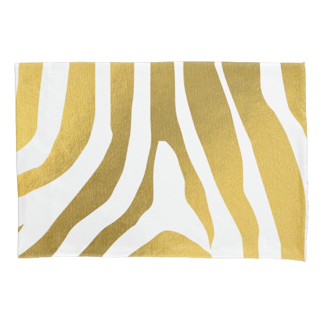 Faux Gold Zebra Print Stripes Pattern Pillow Case (Front)