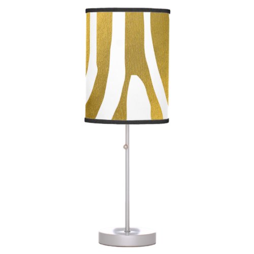 Faux Gold Zebra Print Stripes Pattern Table Lamp