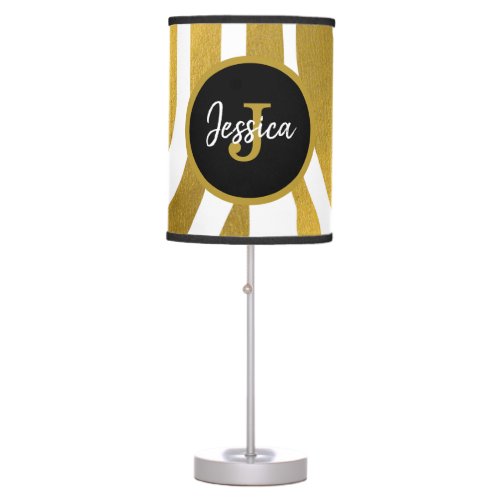 Faux Gold Zebra Print Stripes Pattern Table Lamp