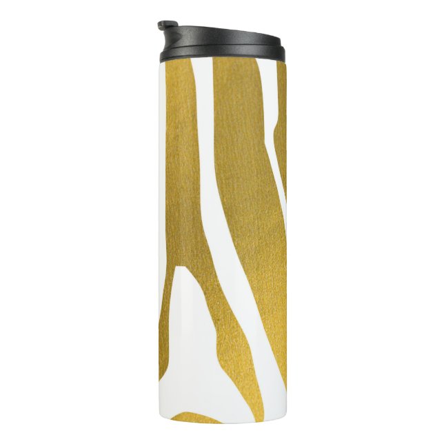 Faux Gold Zebra Print Stripes Pattern Thermal Tumbler (Rotated Right)