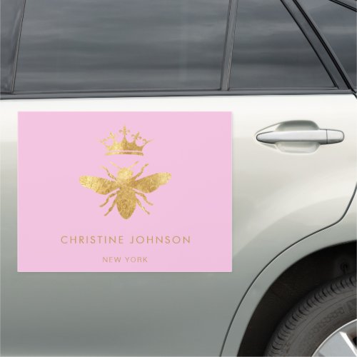 faux golden foil queen bee logo car magnet