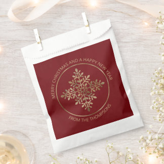Faux Golden Foil Snowflake On Red (Not Real Foil) Favor Bag