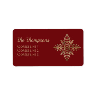 Faux Golden Foil Snowflake On Red (Not Real Foil) Label