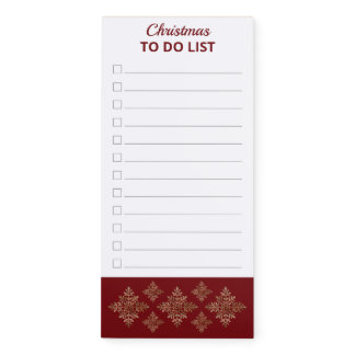 Faux Golden Foil Snowflakes On Red (Not Real Foil) Magnetic Notepad