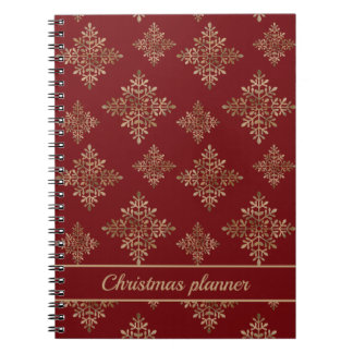 Faux Golden Foil Snowflakes On Red (Not Real Foil) Notebook