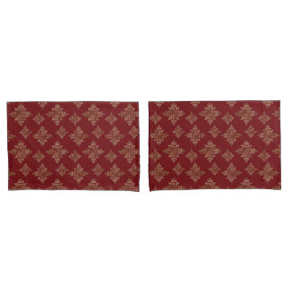 Faux Golden Foil Snowflakes On Red (Not Real Foil) Pillow Case
