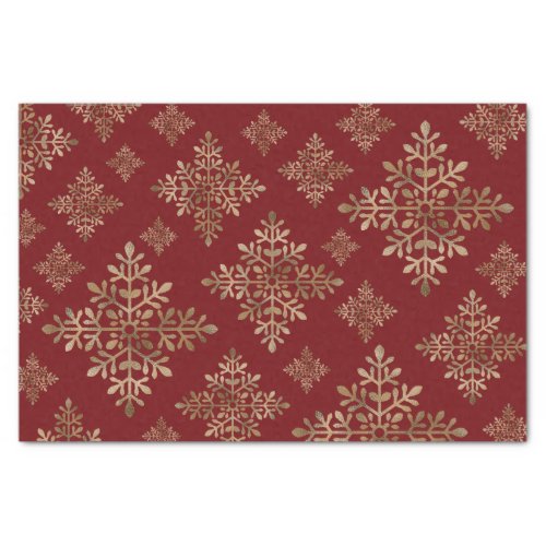 Faux Golden Foil Snowflakes On Red Not Real Foil Tissue Paper