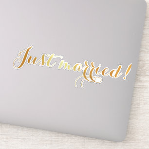 Faux-golden Just Married Sticker