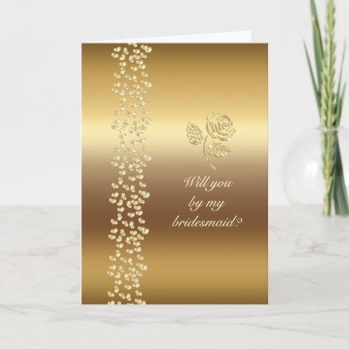 Faux Golden Wedding roses and hearts Invitation