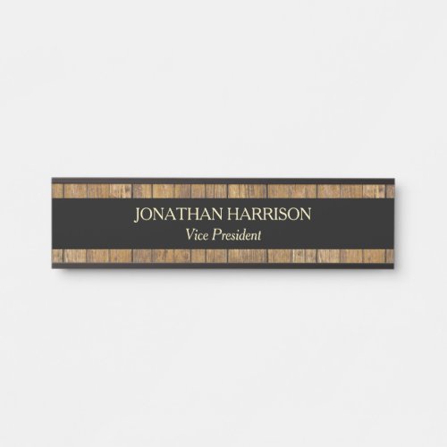 Faux Golden Wood Professional Name Plate