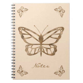 Faux Golden Yellow Foil Look Butterflies & Text Notebook