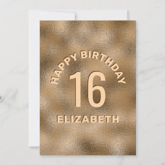 Faux Golden Yellow Foil Look Happy Birthday &amp; Age