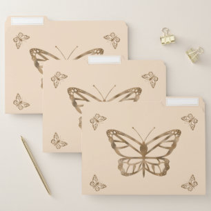 Faux Golden Yellow Foil Look-like Butterflies File Folder