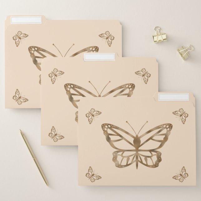 Faux Golden Yellow Foil Look-like Butterflies File Folder (Set)