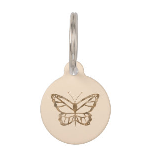 Faux Golden Yellow Foil Look-like Butterfly Pet ID Tag
