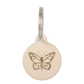 Faux Golden Yellow Foil Look-like Butterfly Pet ID Tag