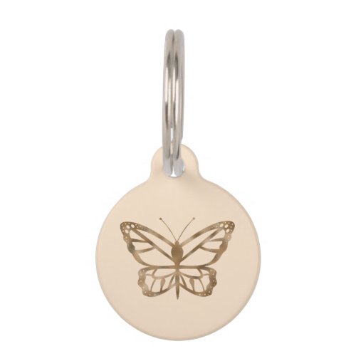 Faux Golden Yellow Foil Look_like Butterfly Pet ID Tag