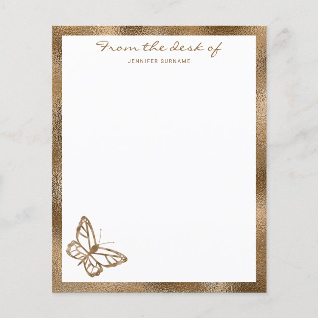 Faux Golden Yellow Foil Look-like Butterfly & Text (Front)