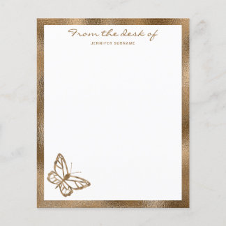 Faux Golden Yellow Foil Look-like Butterfly & Text