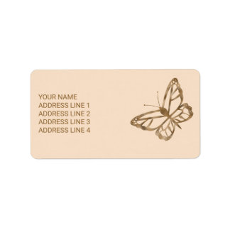 Faux Golden Yellow Foil Look-like Butterfly & Text Label