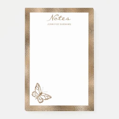 Faux Golden Yellow Foil Look_like Butterfly  Text Post_it Notes