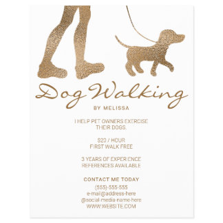 Faux Golden Yellow Foil Look-like Dog Walker Flyer