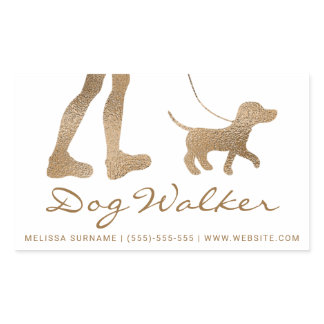 Faux Golden Yellow Foil Look-like Dog Walker Rectangular Sticker