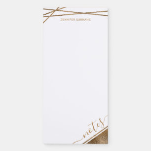 Faux Golden Yellow Foil & Notes Text & Your Text Magnetic Notepad