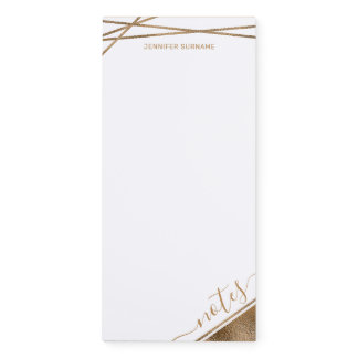 Faux Golden Yellow Foil & Notes Text & Your Text Magnetic Notepad