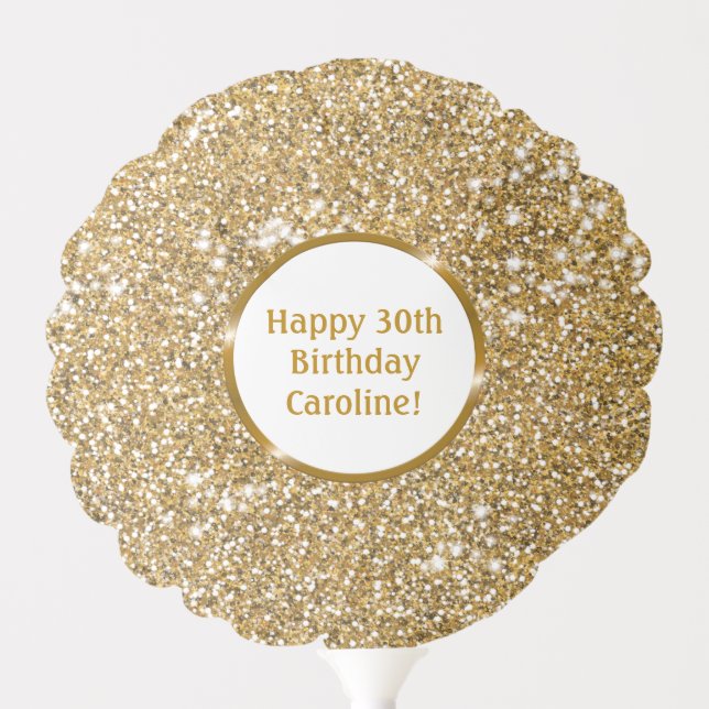 Faux Golden Yellow Glitter Texture & Custom Text Balloon (Front)