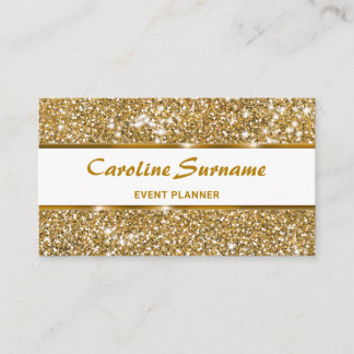 Faux Golden Yellow Glitter Texture &amp; Custom Text Business Card