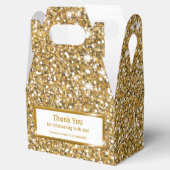 Faux Golden Yellow Glitter Texture & Custom Text Favor Boxes (Opened)
