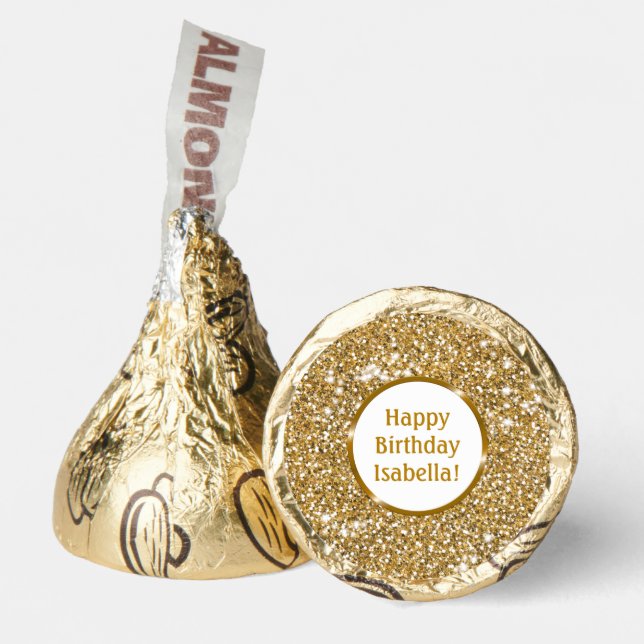 Faux Golden Yellow Glitter Texture & Custom Text Hershey®'s Kisses® (Front)