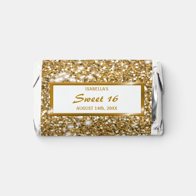 Faux Golden Yellow Glitter Texture & Custom Text Hershey's Miniatures (Front)