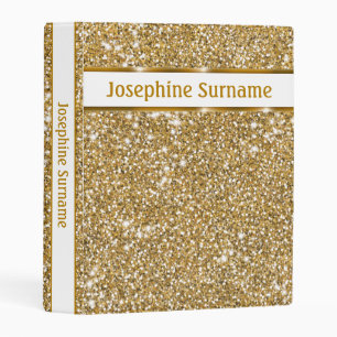 Faux Golden Yellow Glitter Texture & Custom Text Mini Binder