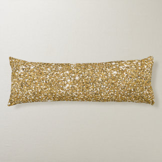 Faux Golden Yellow Glitter Texture Look Graphic Body Pillow