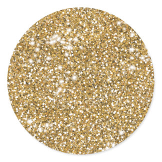 Faux Golden Yellow Glitter Texture Look Graphic Classic Round Sticker