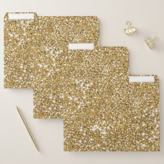 Faux Golden Yellow Glitter Texture Look Graphic File Folder