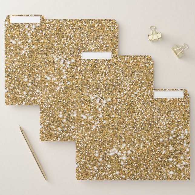 Faux Golden Yellow Glitter Texture Look Graphic File Folder (Set)