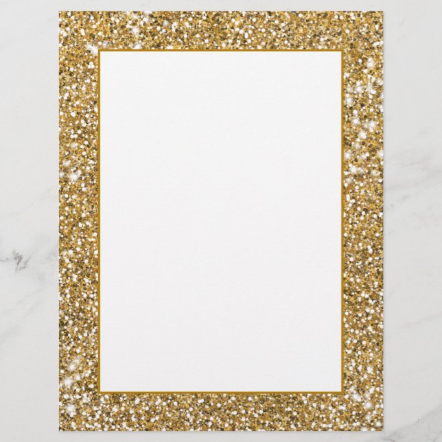 Faux Golden Yellow Glitter Texture Look Graphic Letterhead (Front)