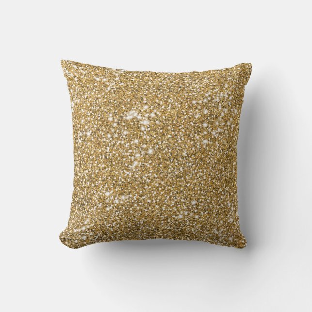Faux Golden Yellow Glitter Texture Look Graphic Throw Pillow (Front)