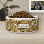 Faux Golden Yellow Glitter Texture Look & Name Bowl<br><div class="desc">Destei's digitally created golden yellow glitter texture design together with a personalizable text area for a name. PLEASE NOTICE: THERE IS NO REAL GLITTER ON THIS ITEM. THE DESIGN IS A DIGITAL IMAGE AND IT WILL BE PRINTED ON THE PRODUCT.</div>