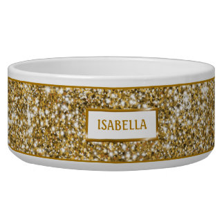 Faux Golden Yellow Glitter Texture Look &amp; Name Bowl