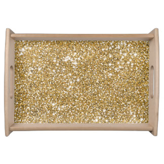 Faux Golden Yellow Glitter Texture Look Serving Tray