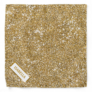 Faux Golden Yellow Glitter Texture Look With Name Bandana