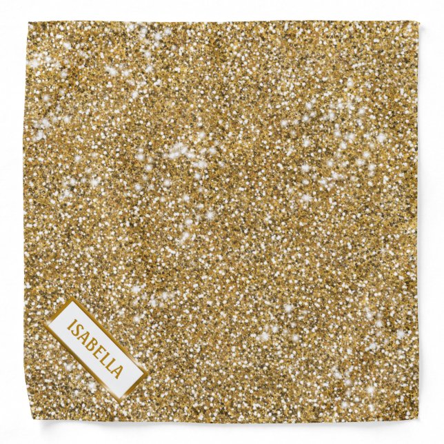 Faux Golden Yellow Glitter Texture Look With Name Bandana (Front)