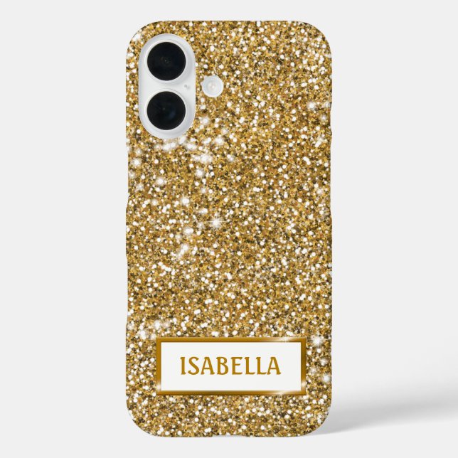 Faux Golden Yellow Glitter Texture Look With Name Case-Mate iPhone Case (Back)