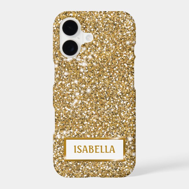 Faux Golden Yellow Glitter Texture Look With Name Case-Mate iPhone Case (Back)